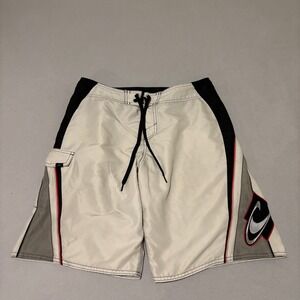 ONeill Mens Board Shorts 32 Cream Black Grey Red Surf Swim Trunks Streetwear